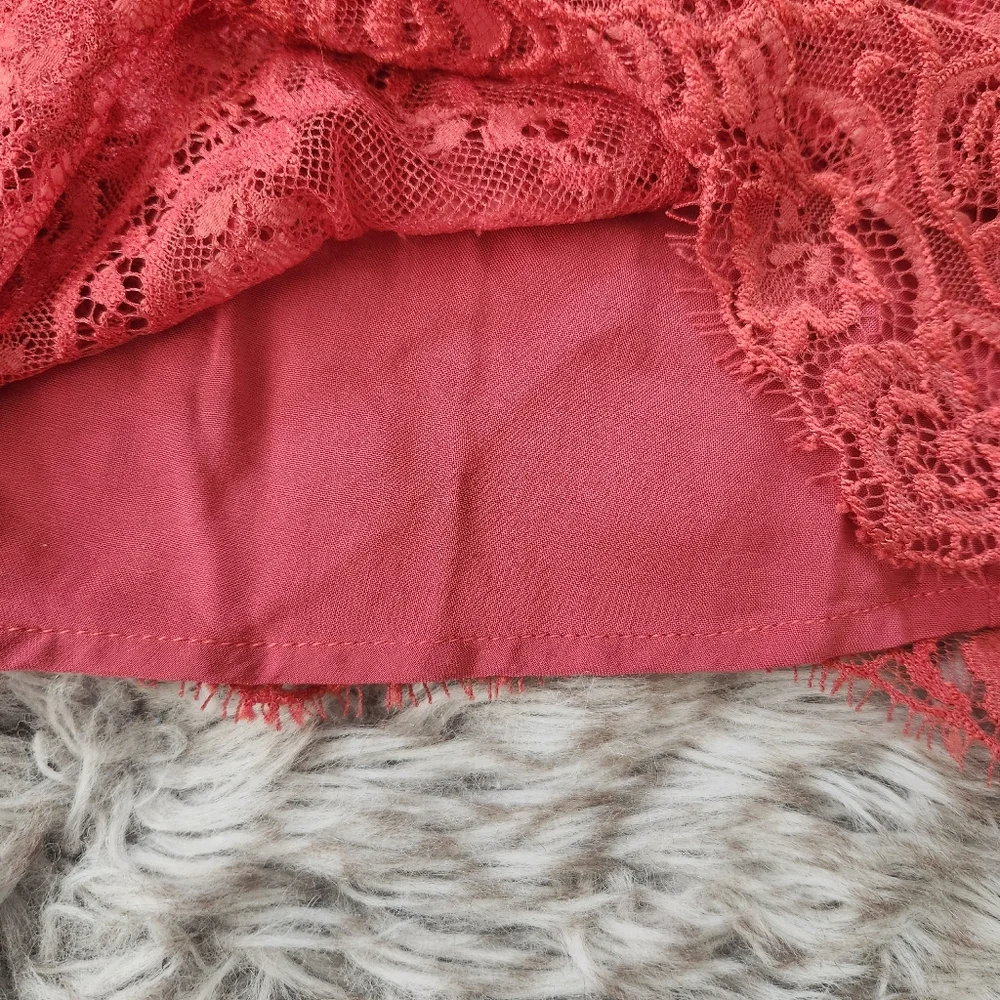 Free People Chante‎ Lace Tank Top Frenchie Kiss Red Women's Size XL